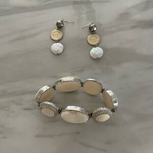 Elegant Silver and Cream Jewelry Set